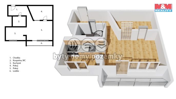 Pronájem, Byt 2+kk, Kolín