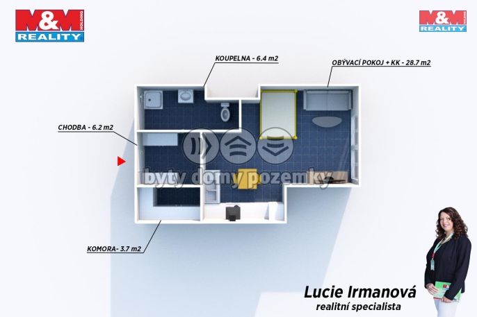 Pronájem, Byt 1+kk, Plzeň