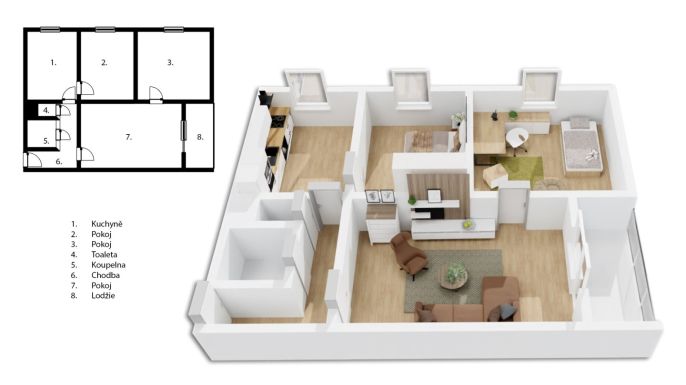 Prodej, Byt 3+1, Zdice