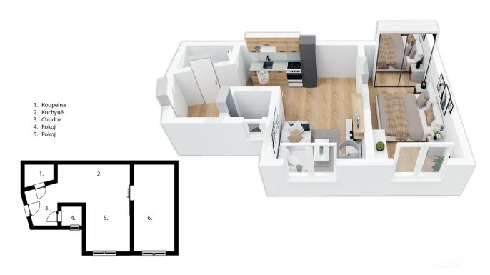 Pronájem, Byt 2+kk, Trutnov