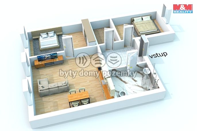 Pronájem, Byt 3+kk, Žleby