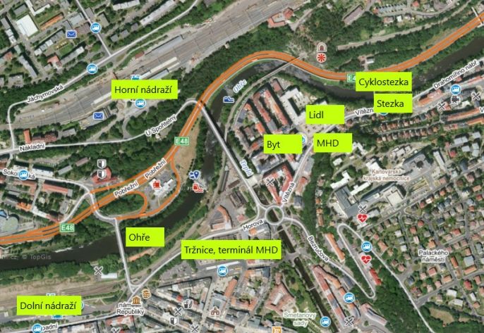 Pronájem, Byt 1+1, Karlovy Vary