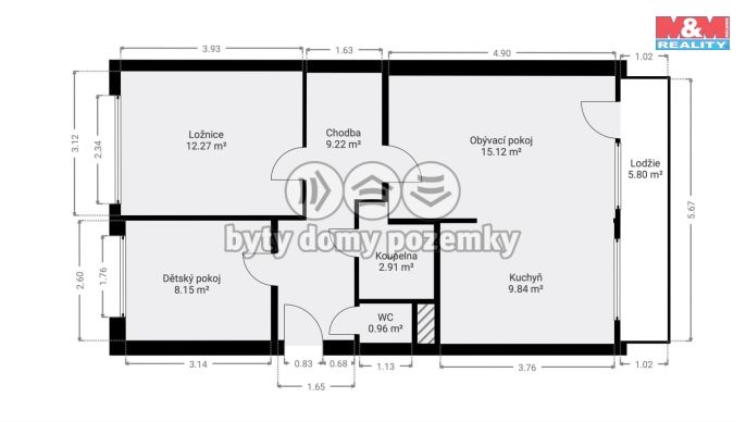 Prodej, Byt 3+1, Mělník