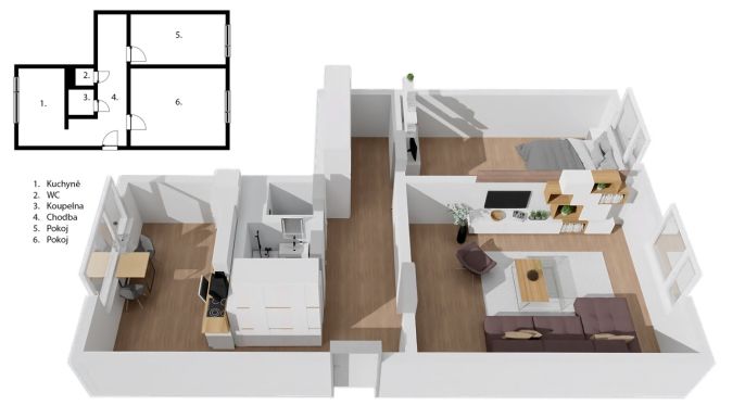 Prodej, Byt 2+1, Jablonec nad Nisou