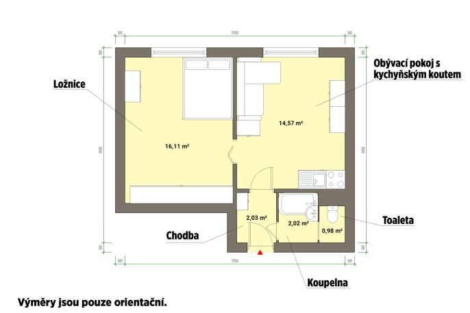 Prodej, Byt 1+1, Cheb