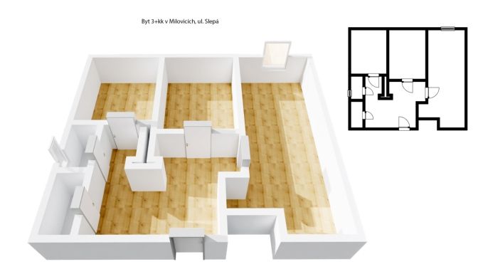 Prodej, Byt 3+kk, Milovice