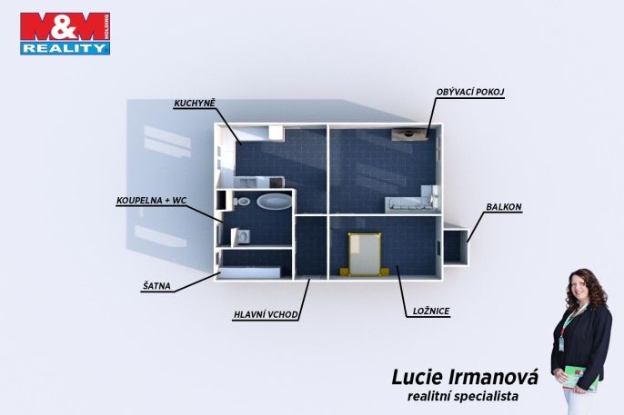 Pronájem, Byt 2+kk, Rokycany