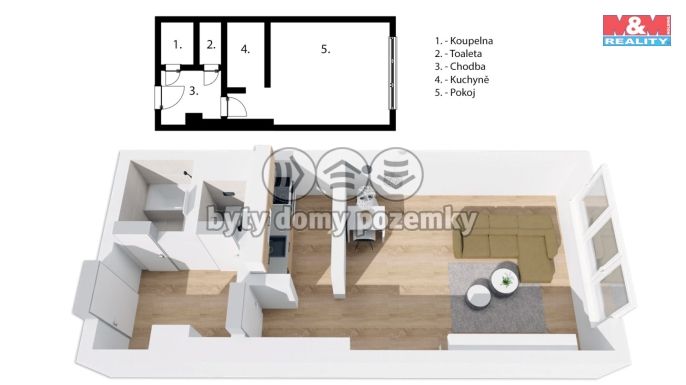 Pronájem, Byt 1+kk, Havířov