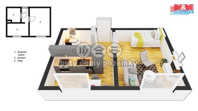 Pronájem, Byt 1+1, Rychnov nad Kněžnou