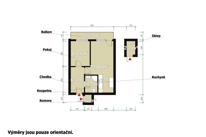 Pronájem, Byt 2+kk, Králův Dvůr