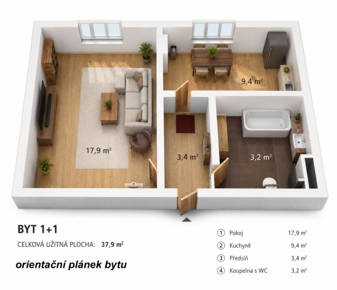 Pronájem, Byt 1+1, Náchod