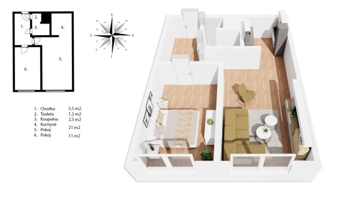 Prodej, Byt 2+kk, Praha