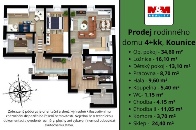 Prodej, Rodinný dům, Kounice