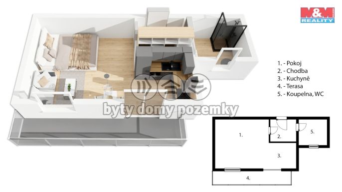 Prodej, Byt 1+kk, Vrbno pod Pradědem