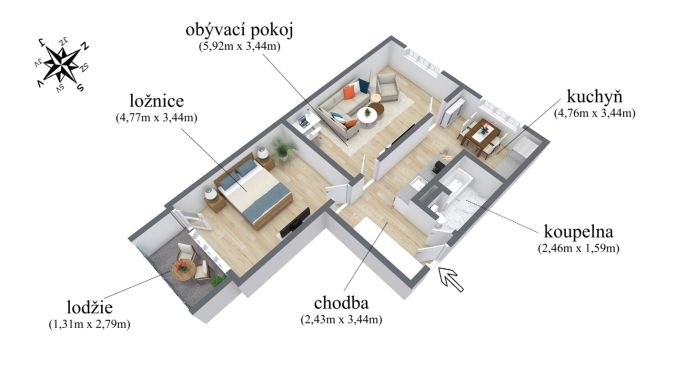 Prodej, Byt 2+1, Chomutov