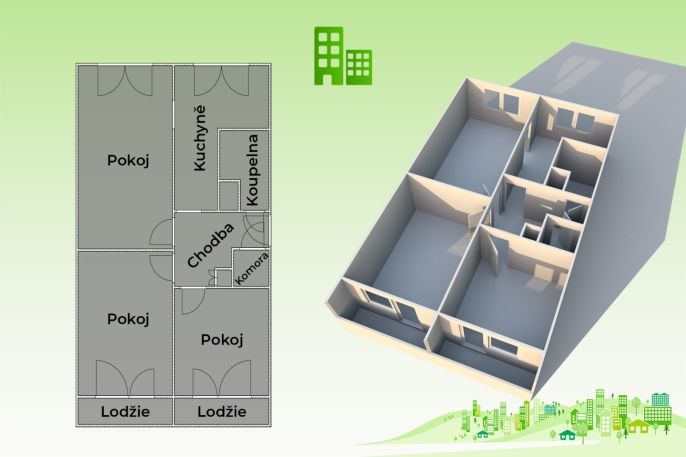Prodej, Byt 3+1, Karolinka