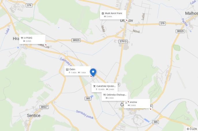 Prodej, Obchod a služby, Čebín