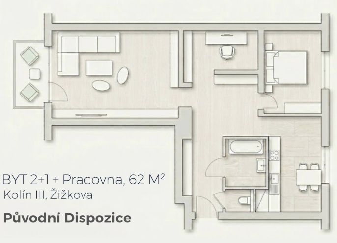 Prodej, Byt 2+1, Kolín