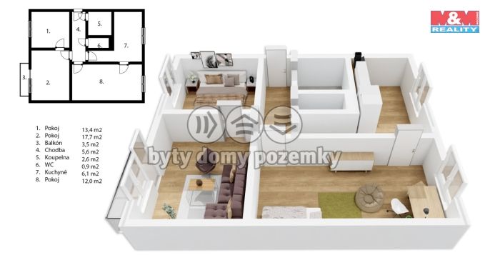 Prodej, Byt 3+1, Pardubice