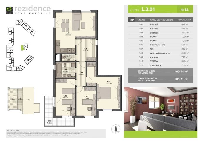Prodej, Byt 4+kk, Ostrava