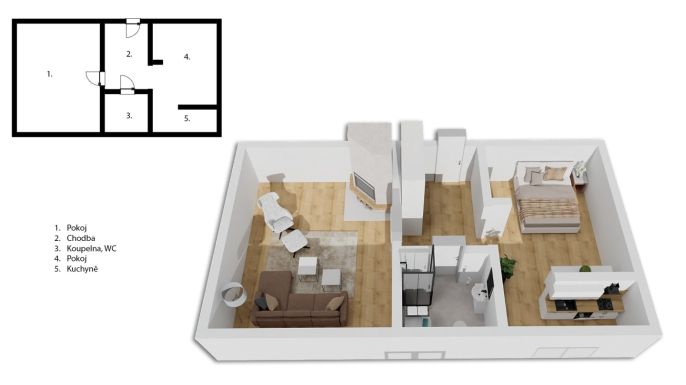 Prodej, Byt 2+kk, Uherské Hradiště