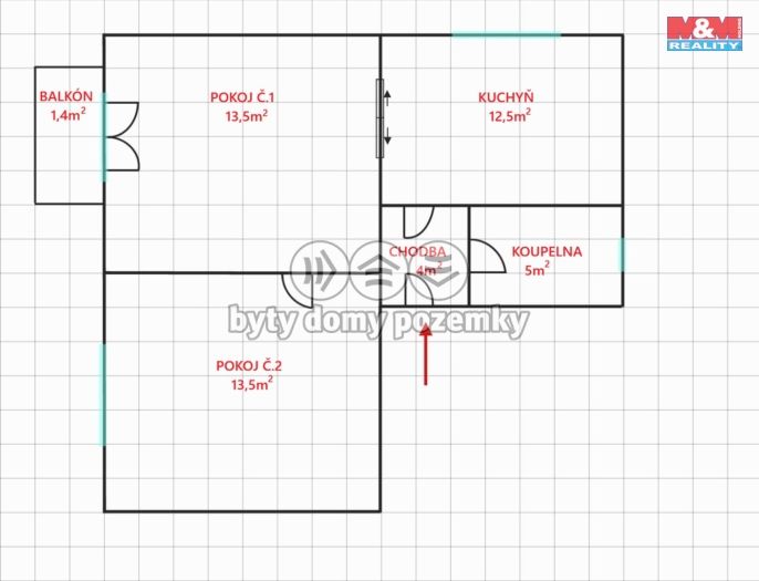 Pronájem, Byt 2+1, Chvaletice