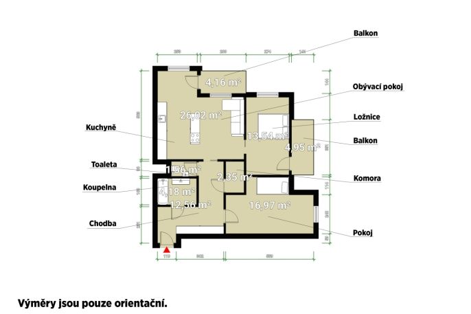 Pronájem, Byt 3+kk, Plzeň