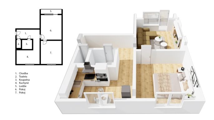Prodej, Byt 2+1, 54 m², Kladno, Polská