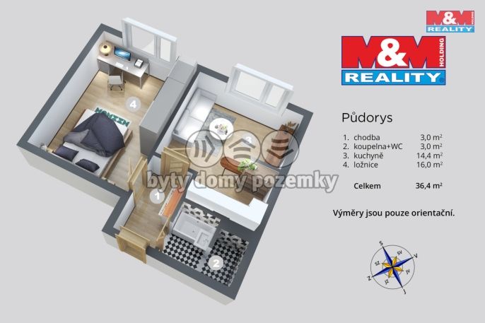 Prodej, Byt 1+1, Ústí nad Labem