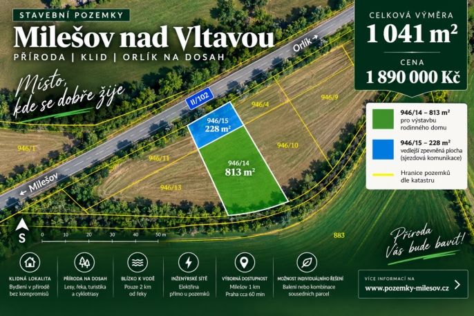 Prodej, Pozemek k bydlení, Milešov