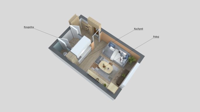 Prodej, Byt 1+kk, Děčín