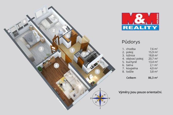 Pronájem, Byt 3+1, Děčín