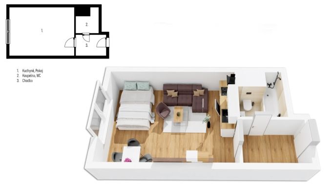 Prodej, Byt 1+kk, Pardubice