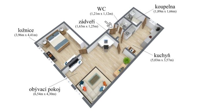 Prodej, Byt 2+1, Chabařovice