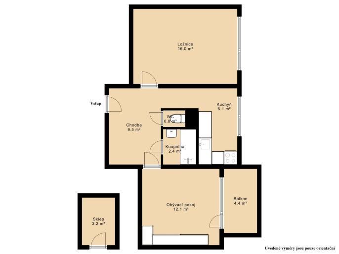 Prodej, Byt 2+1, Milovice