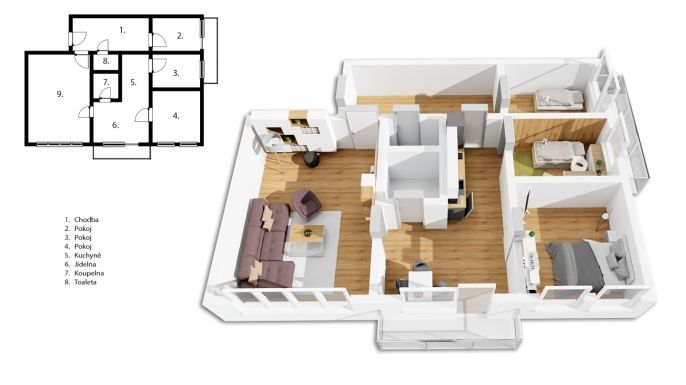 Prodej, Byt 4+1, Zlín