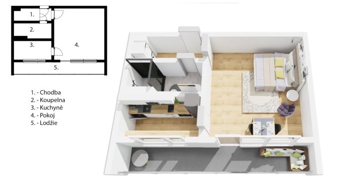 Prodej, Byt 1+kk, Hradec Králové
