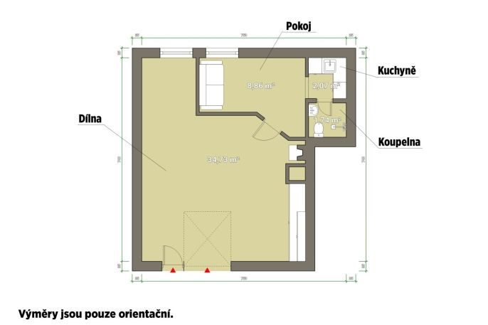 Pronájem, Byt 1+kk, Rokycany