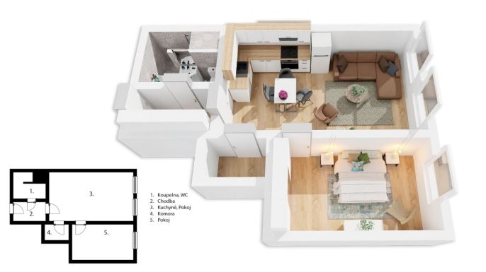 Pronájem, Byt 2+kk, Praha