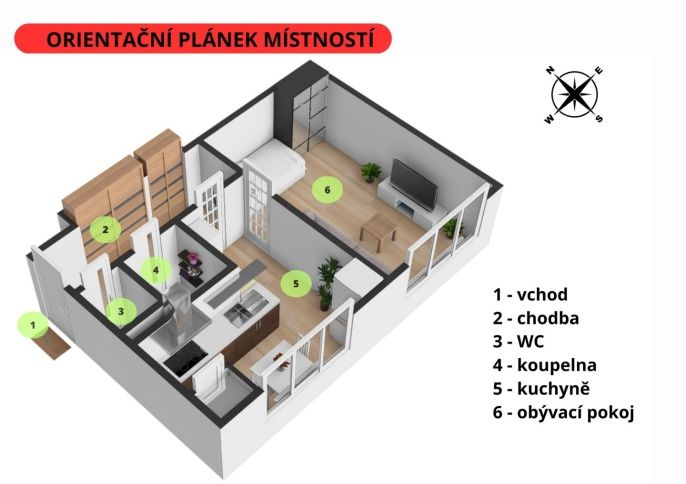 Pronájem, Byt 1+1, Havlíčkův Brod