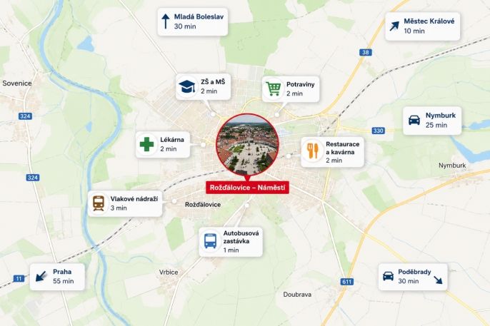 Prodej, Byt 2+1, Rožďalovice