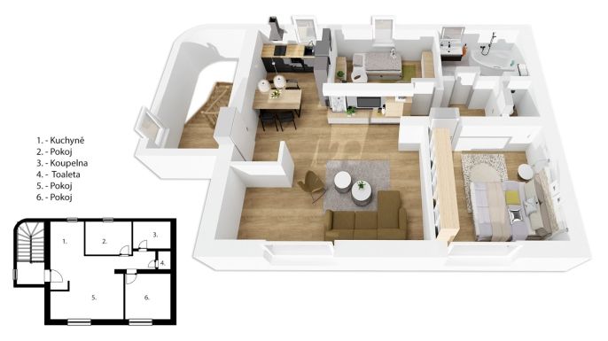 Pronájem, Byt 3+kk, Dolní Dobrouč