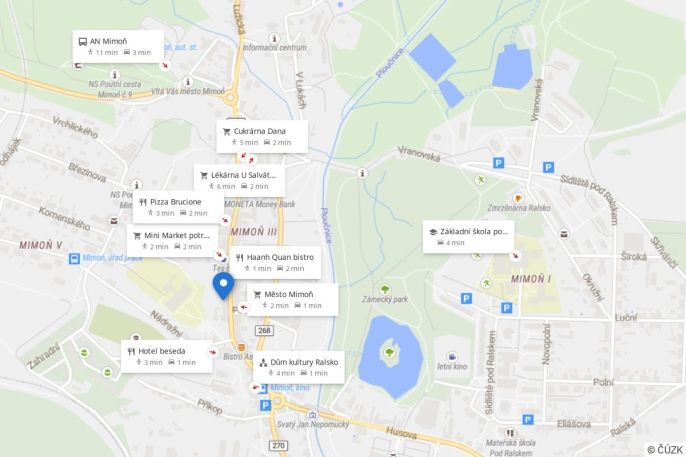 Pronájem, Obchod a služby, Mimoň