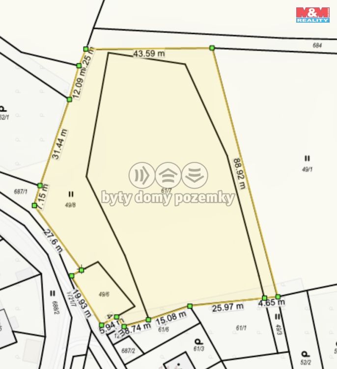 Prodej, Pozemek k bydlení, Vyskytná nad Jihlavou