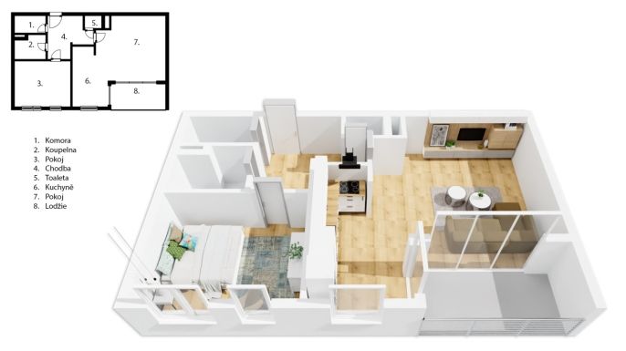 Pronájem, Byt 2+kk, Pardubice