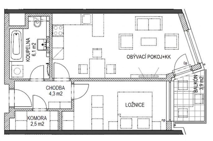 Pronájem, Byt 2+kk, Praha