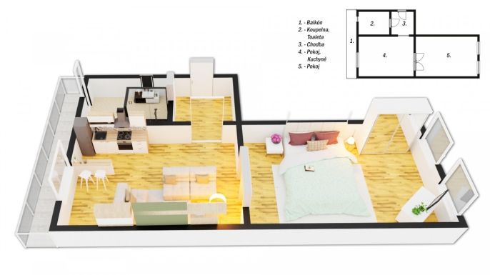Pronájem, Byt 2+kk, Pardubice