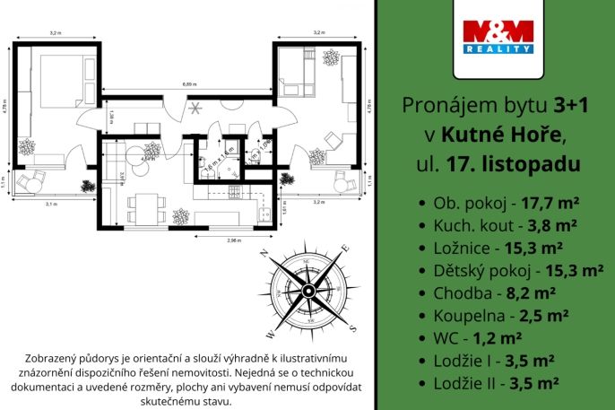 Pronájem, Byt 3+1, Kutná Hora