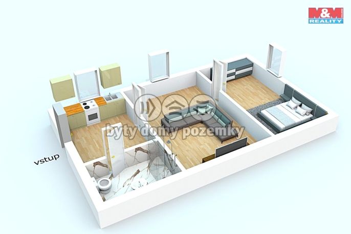 Pronájem, Byt 2+1, Žleby