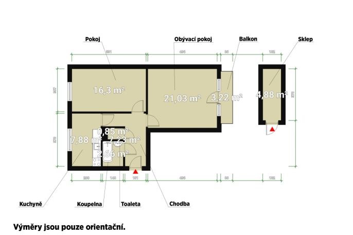 Prodej, Byt 2+1, Vejprnice